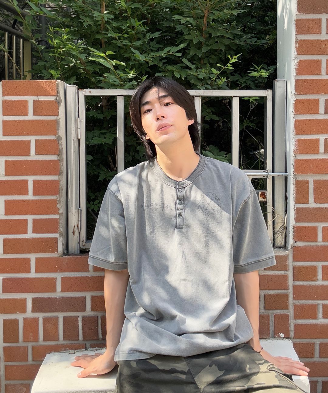 MUSINSA | XTONZ XTT144 Vintage Washed Waffle Henley Neck T