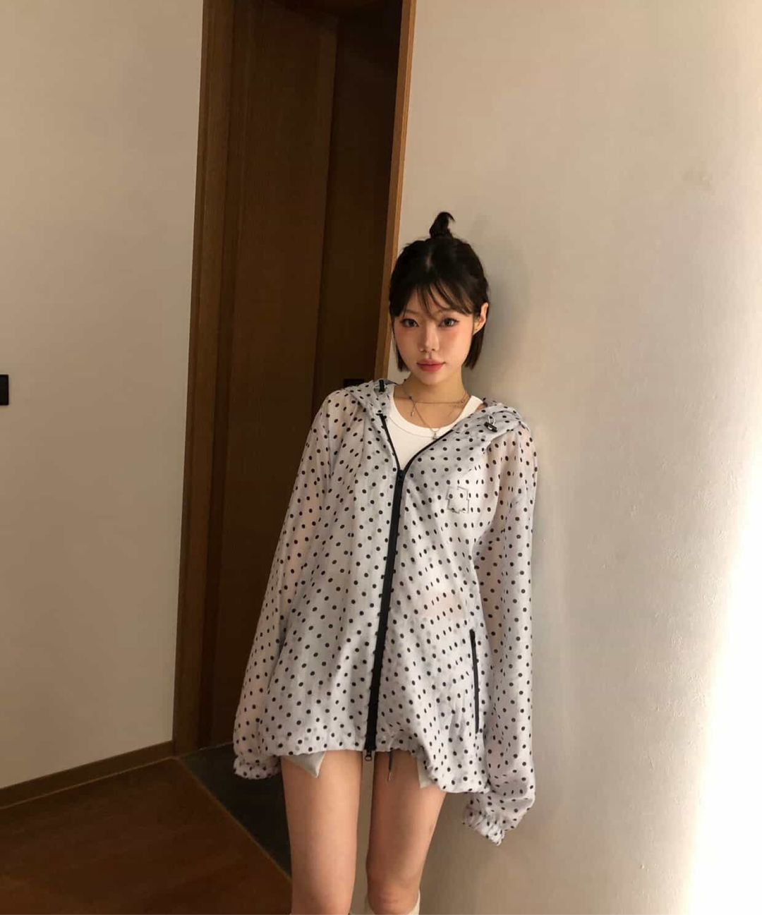 MUSINSA | NOSCOULEURS POLKA-DOT SHELL JACKET LEMON