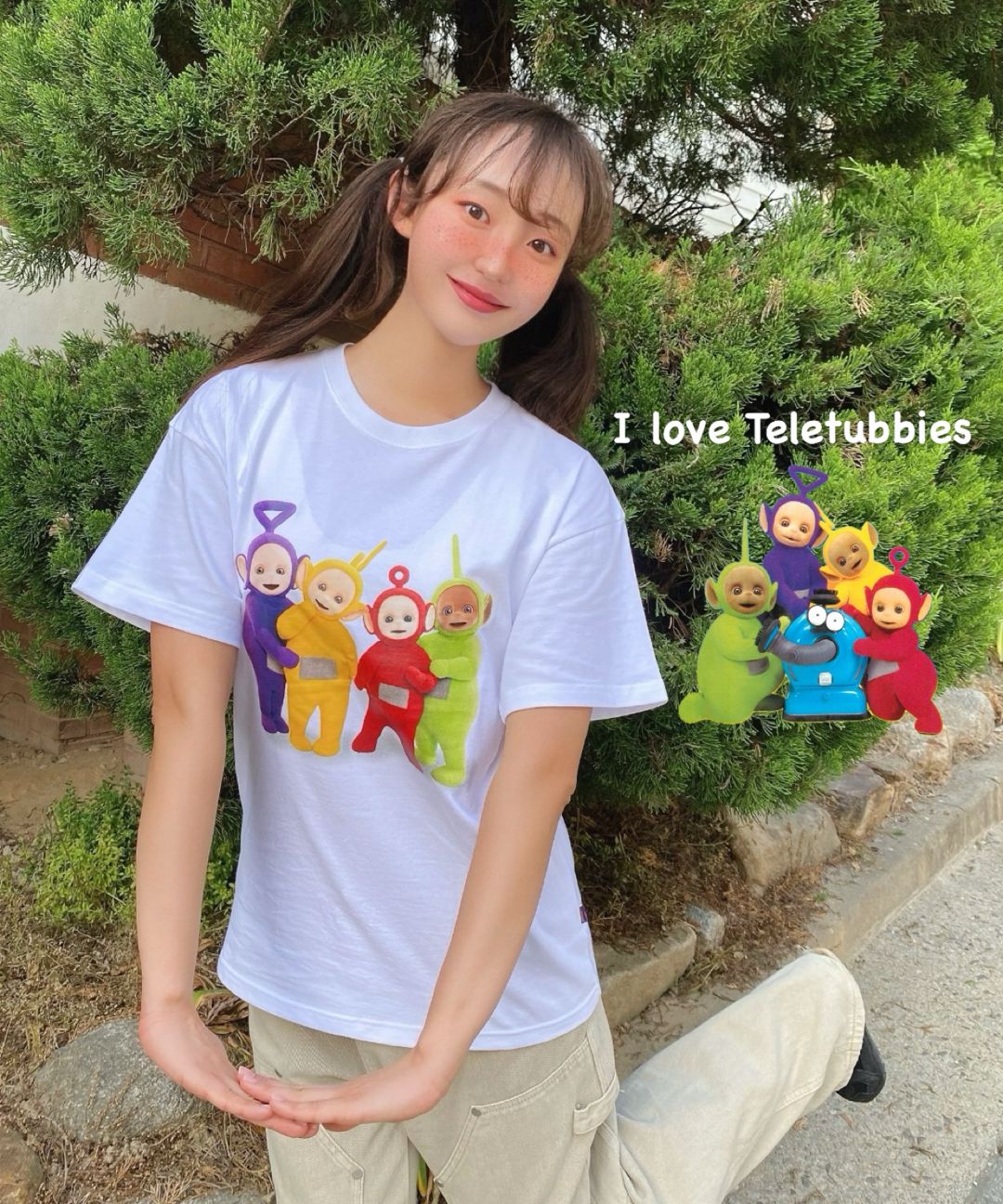 Tシャツ・カットソー LAUGHER Teletubbies Hug T-Shirt White TE17 MUSINSA | LAUGHER [Teletubbies] Hug T-shirt - White