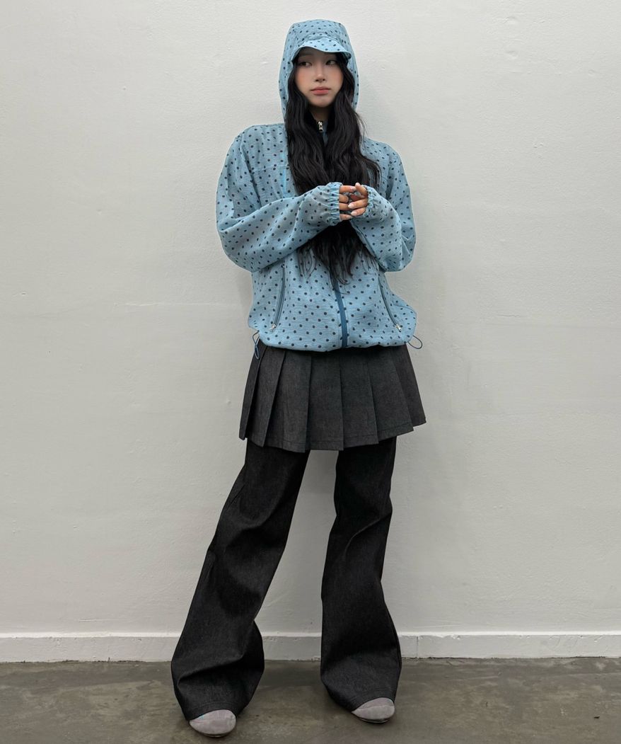 ★LUVISTRUE★IM DENIM PLEATS SKIRT PANTS(BLACK)★正規品/人気 IM DENIM PLEATS SKIRT PANTS(BLACK) - 감도 깊은 취향 셀렉트샵