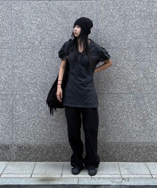 ワンピース [SCULPTOR] Shirring Tennis Dress Washed Black SC25S271BK Shirring Tennis Dress Washed Black – Sculptor