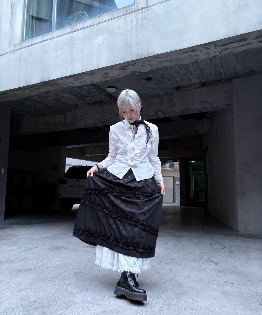 [KOOKEESEE] ★ dot frill cancan long skirt DOT Frill Cancan Long Skirt - KOOKEESEE | 60% - Asian