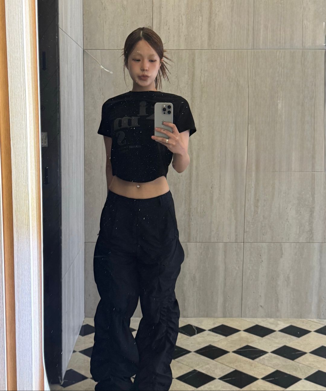 MUSINSA | NACHE SMOCKING CONVEX PANTS (UNISEX) BLACK