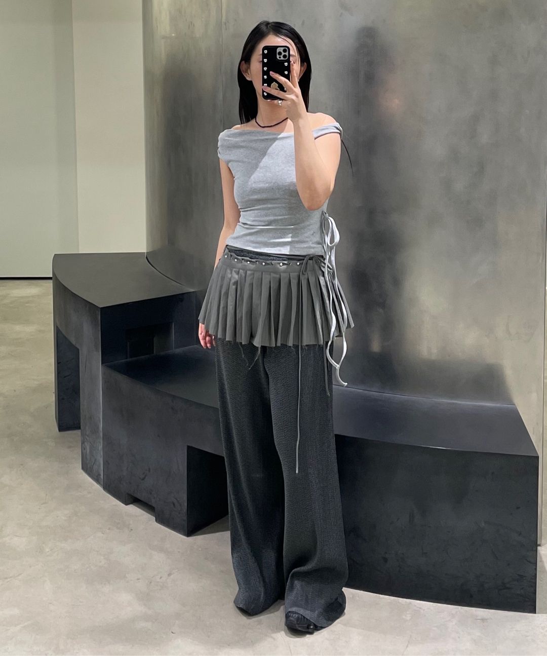 ★ DIAGONAL★ PLEATS WRAP SKIRT black DA251SK02BK MUSINSA | DIAGONAL PLEATS WRAP SKIRT (black)