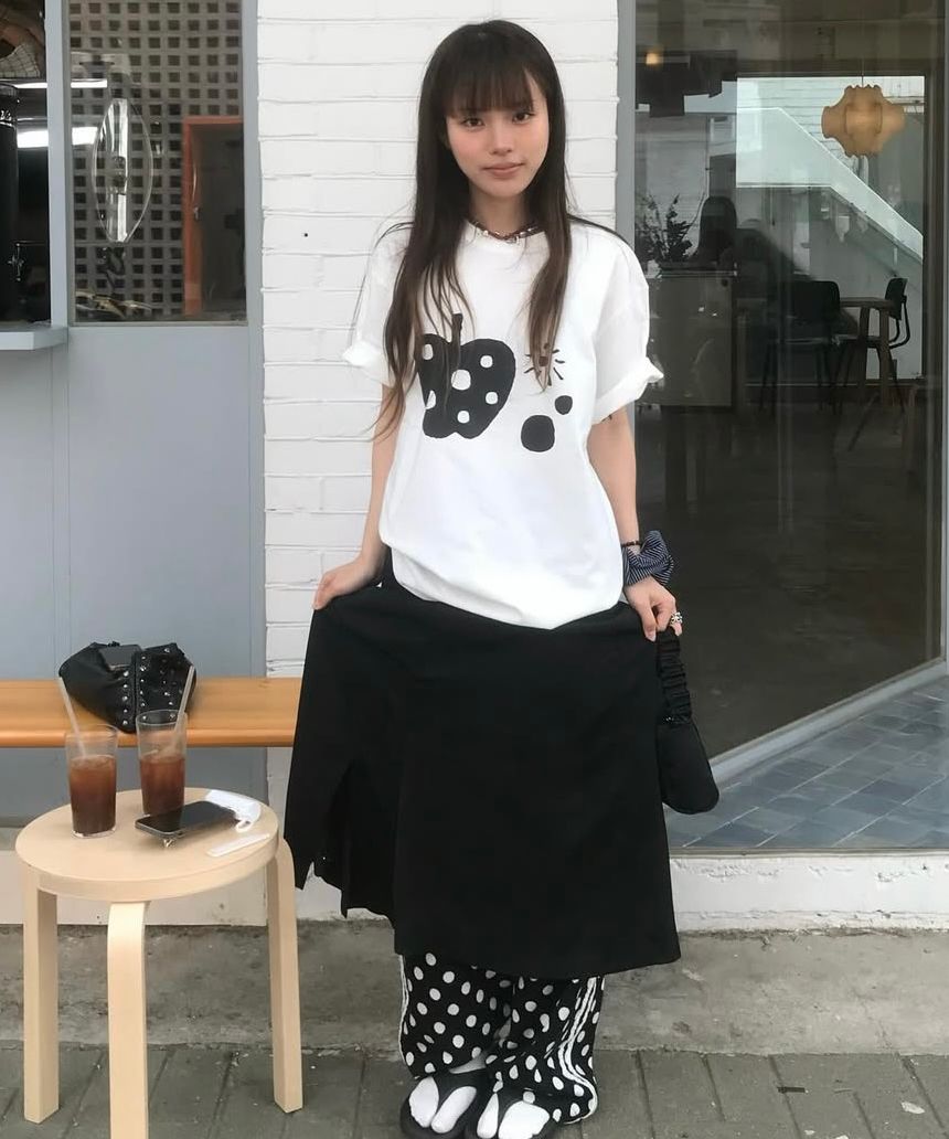 OHESHIO ■ APPLE DOT OVERFIT T-SHIRT MUSINSA | OHESHIO APPLE DOT OVERFIT T-SHIRT, IVORY