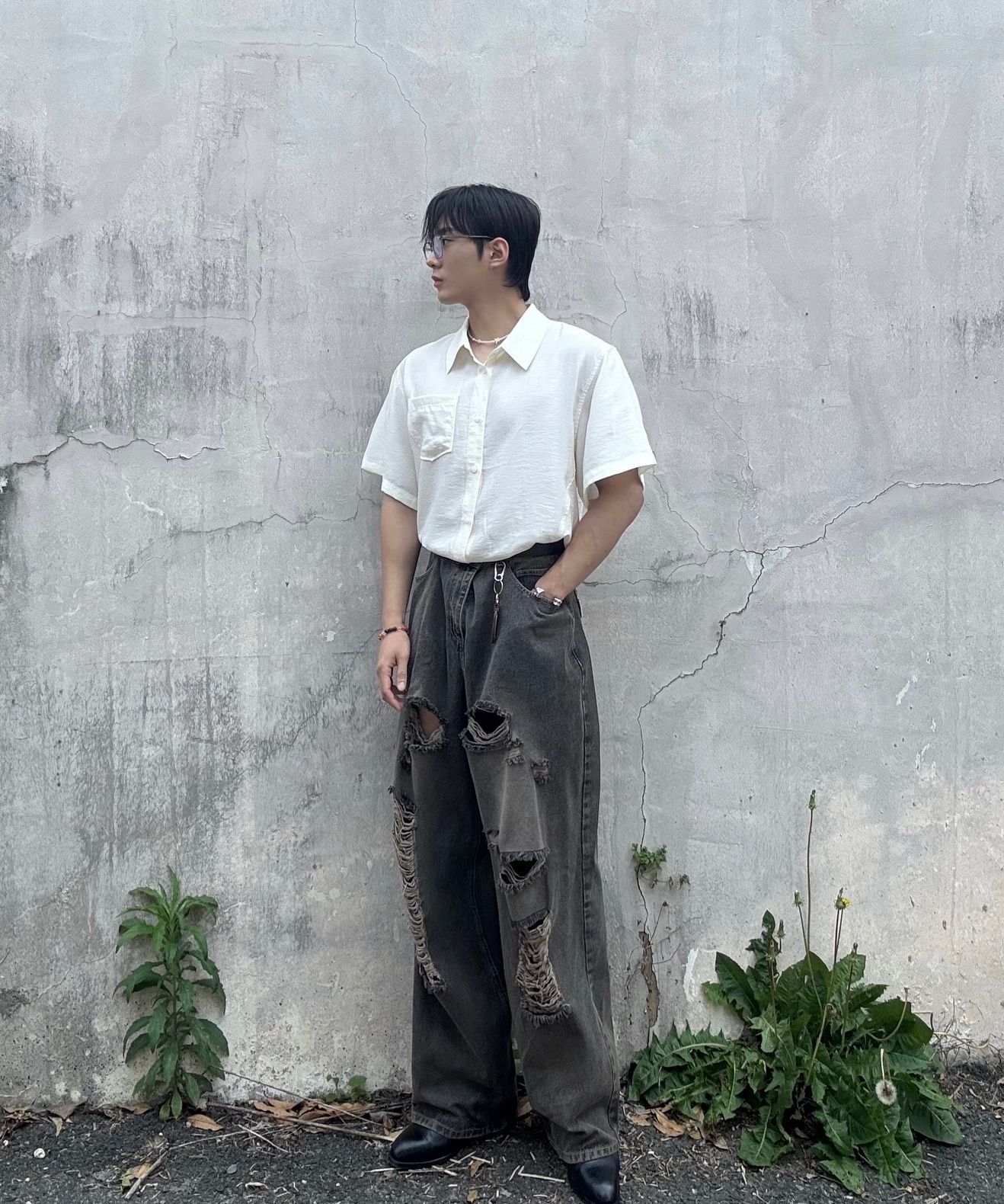 MUSINSA公式 | SUPERSUB Destroyed Washing Denim Pants - Light