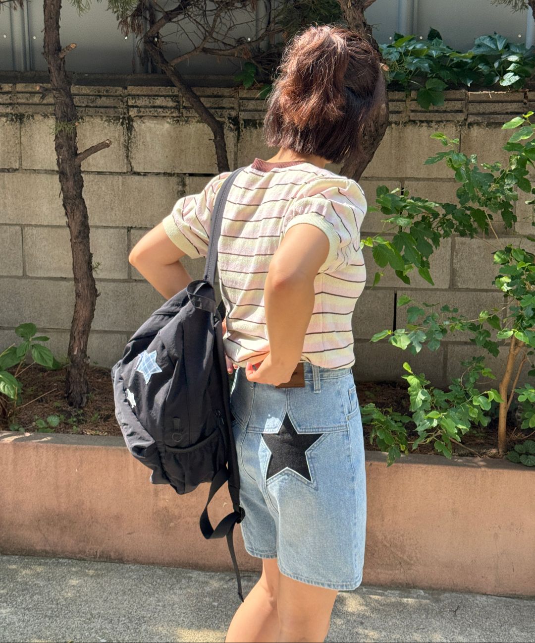MUSINSA公式 | RONRON 3 STAR PATCH BACKPACK BLACK