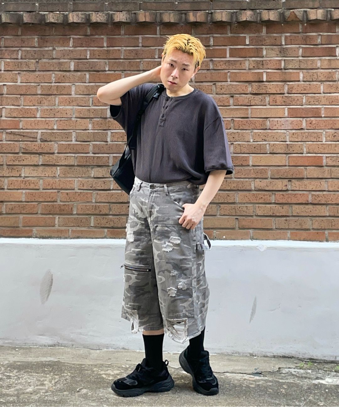 MUSINSA公式 | BRENSON (ワッフル) ルーズフィットワッフルヘンリー