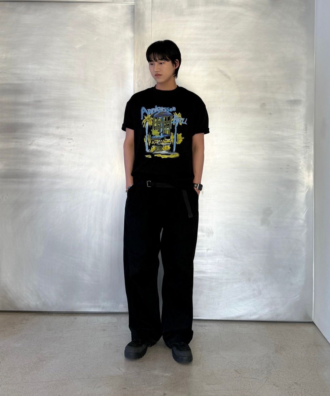MUSINSA | ANDERSSON BELL Unisex Black Crossover Wide Jeans