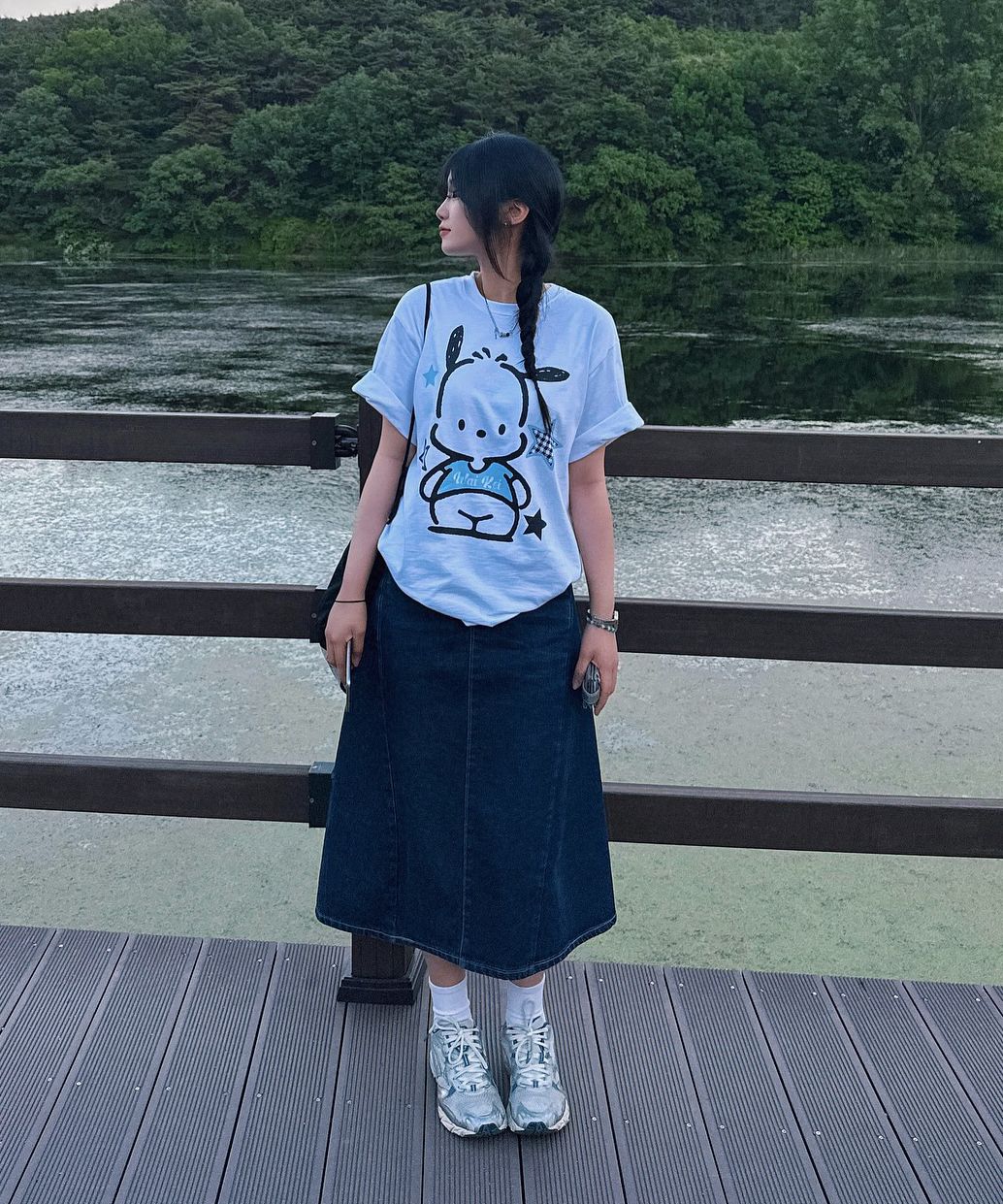 ★WAIKEI★ Pochaco with star short sleeve t-shirt black YKBE MUSINSA | WAI KEI Pochaco with star short sleeve t-shirt black