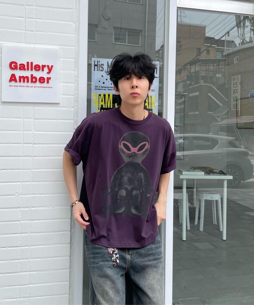 ◆HOODHOOD◆ Alien graphic overfit short sleeve t-shirt whit MUSINSA | HOODHOOD BLACK Alien Graphic Overfit Short Sleeve