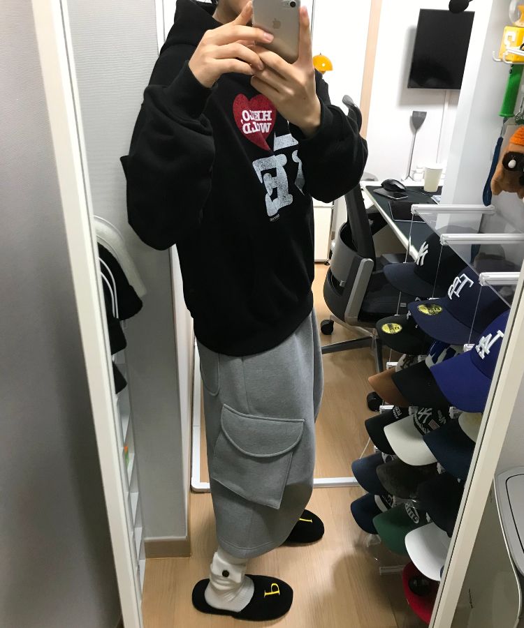 MUSINSA | MIMTHEWARDROBE Hello World LOVE Hoodie_Black