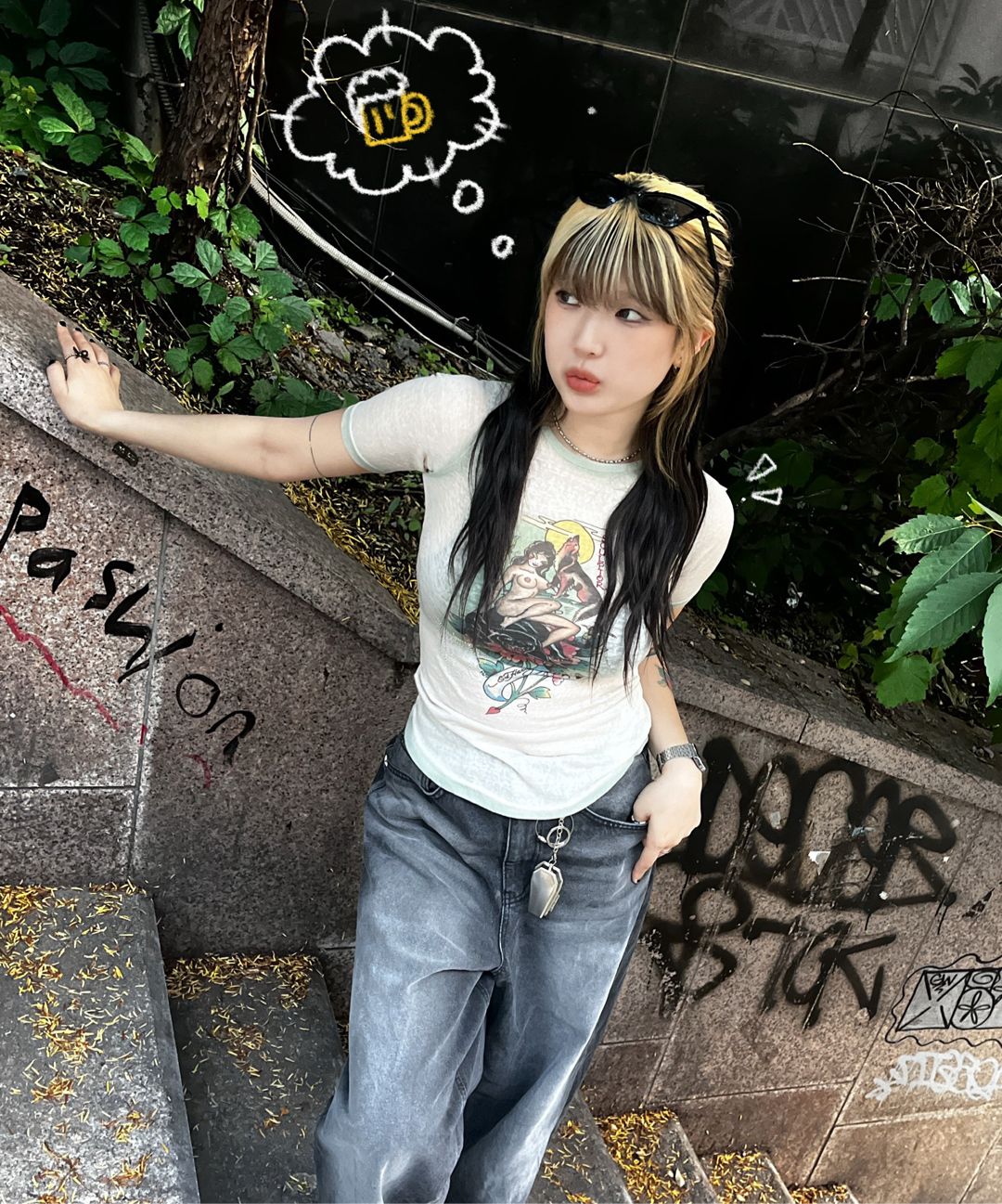 스컬프터(SCULPTOR) [Sculptor X Ed Hardy] Brush Raglan Tee Raw