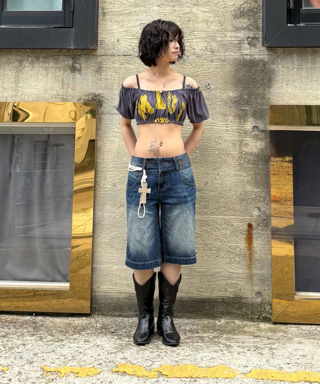 ★SCULPTOR★ Vine Half Denim Pants Mid Blue SC25S427MB MUSINSA | SCULPTOR Vine Half Denim Pants Ice Blue