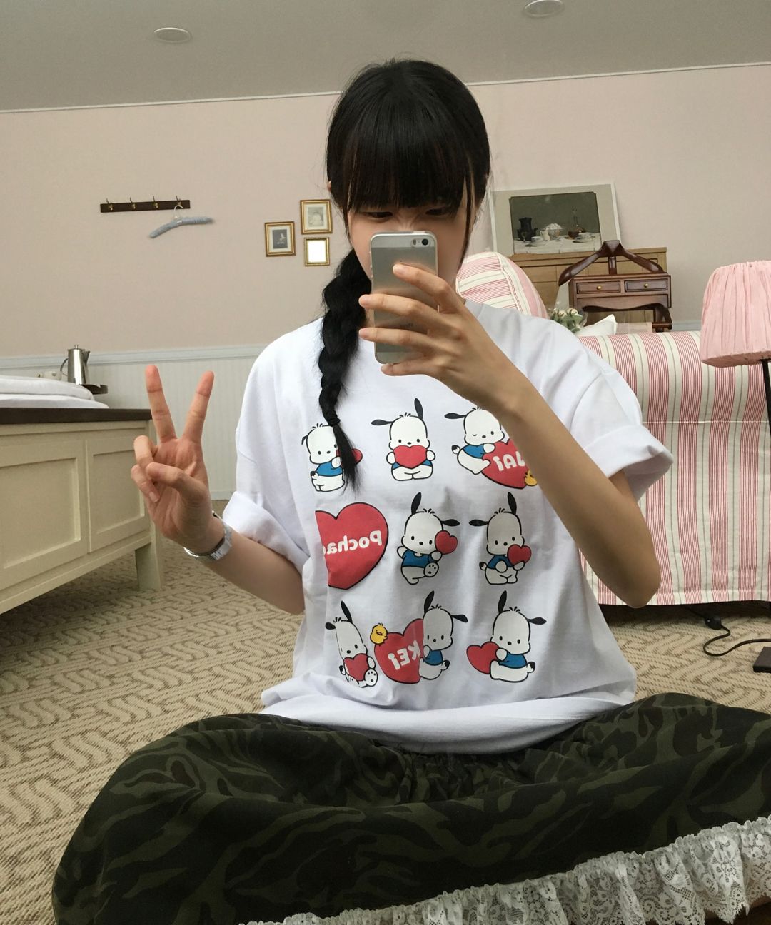 ★WAIKEI★ Love Love Pochaco Short Sleeve T-shirt Pink YKBE0 MUSINSA | WAI KEI Love Love Pochaco Short Sleeve T-shirt Pink