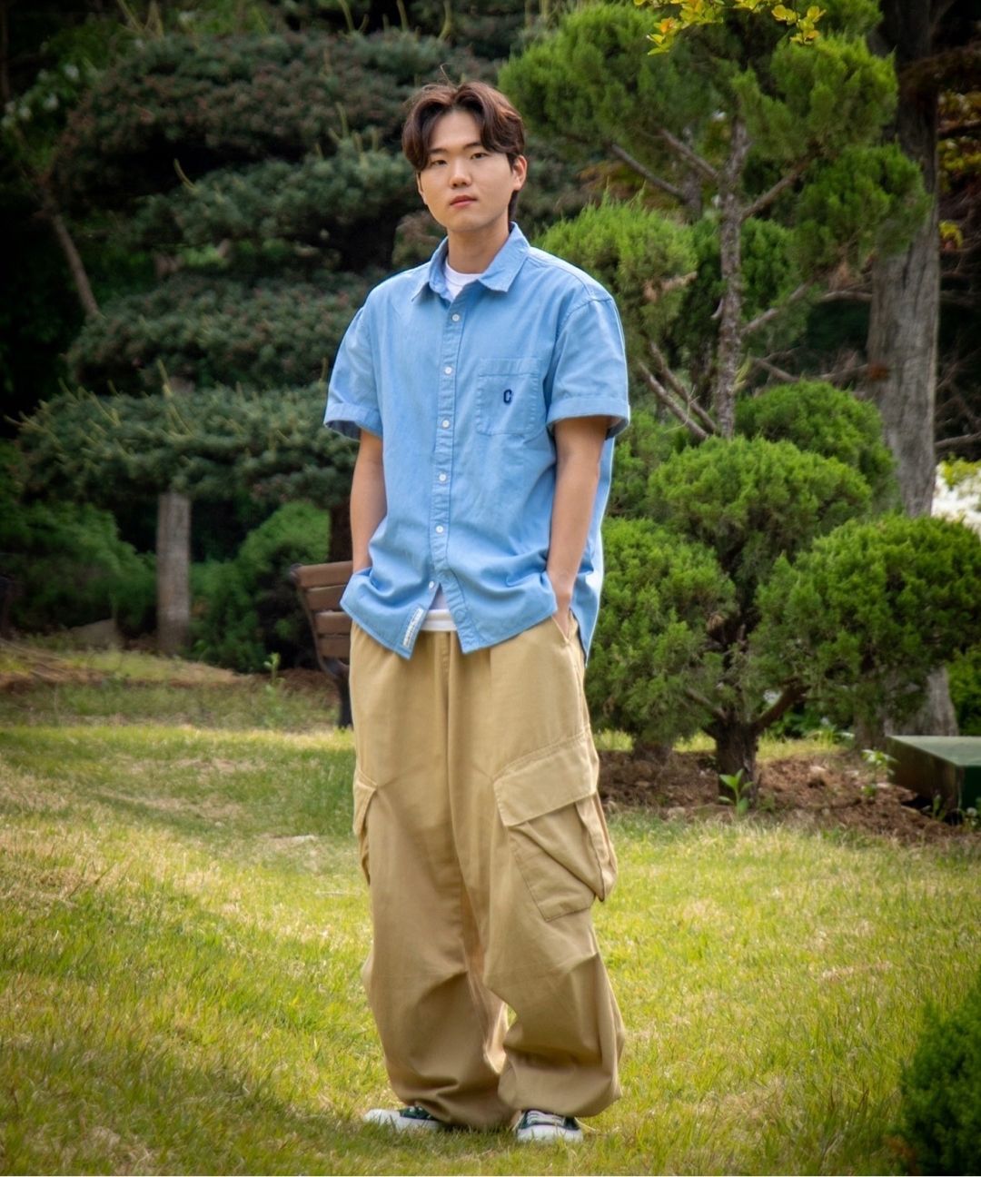 MUSINSA公式 | COVERNAT C Logo Pigment Oxford Half Shirt Ivory