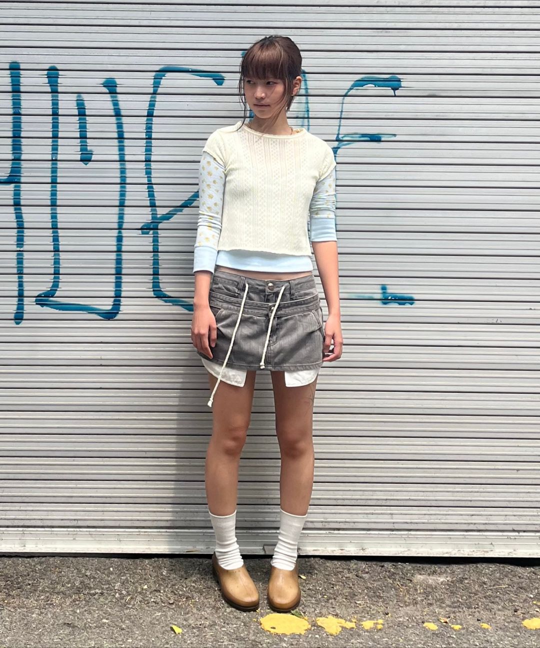 [SCULPTOR]エプロンレイヤードミニスカートミッドブルー MUSINSA公式 | SCULPTOR Apron Layered Mini Skirt Mid Blue