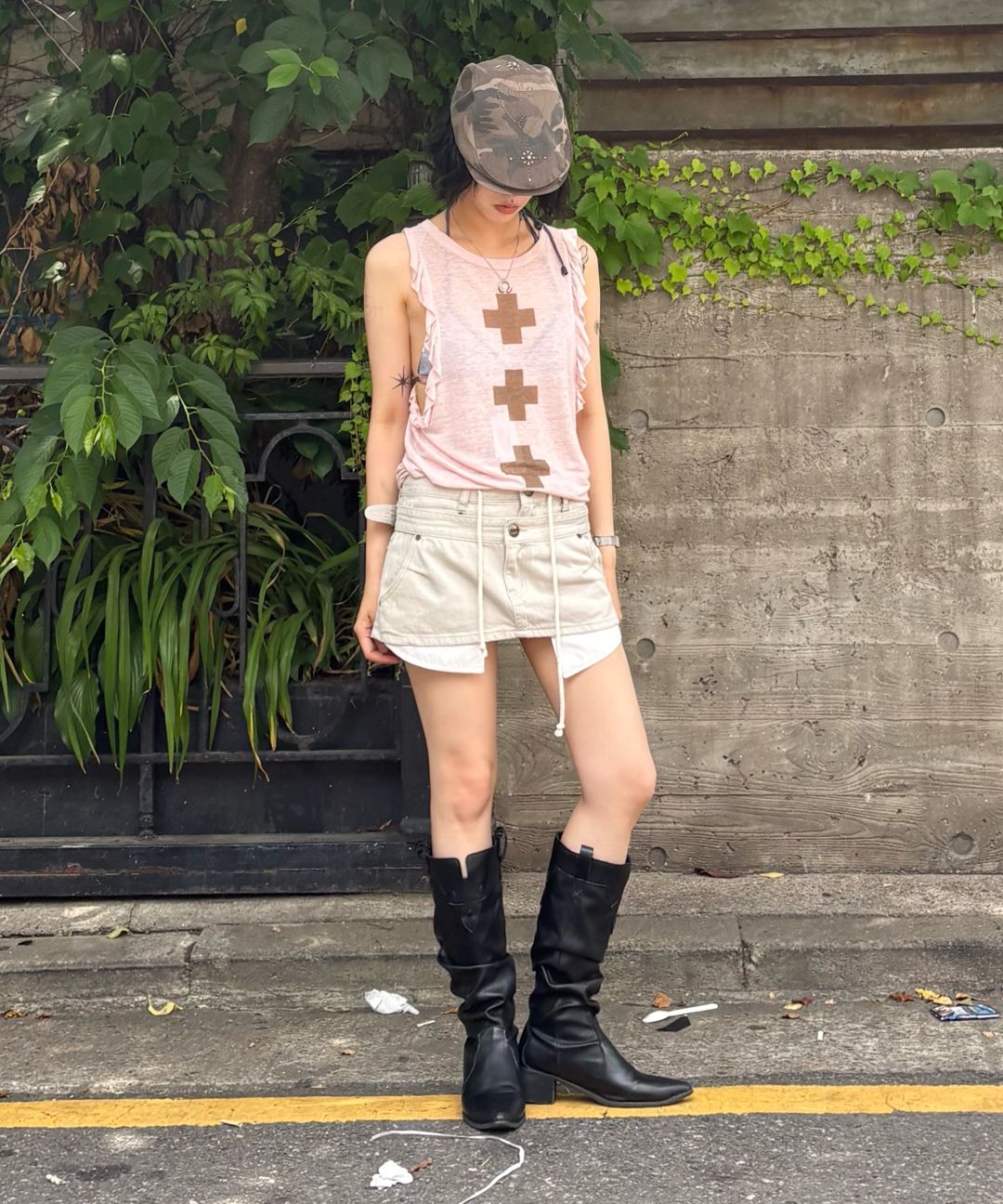 MUSINSA | SCULPTOR Apron Layered Mini Skirt Mid Blue