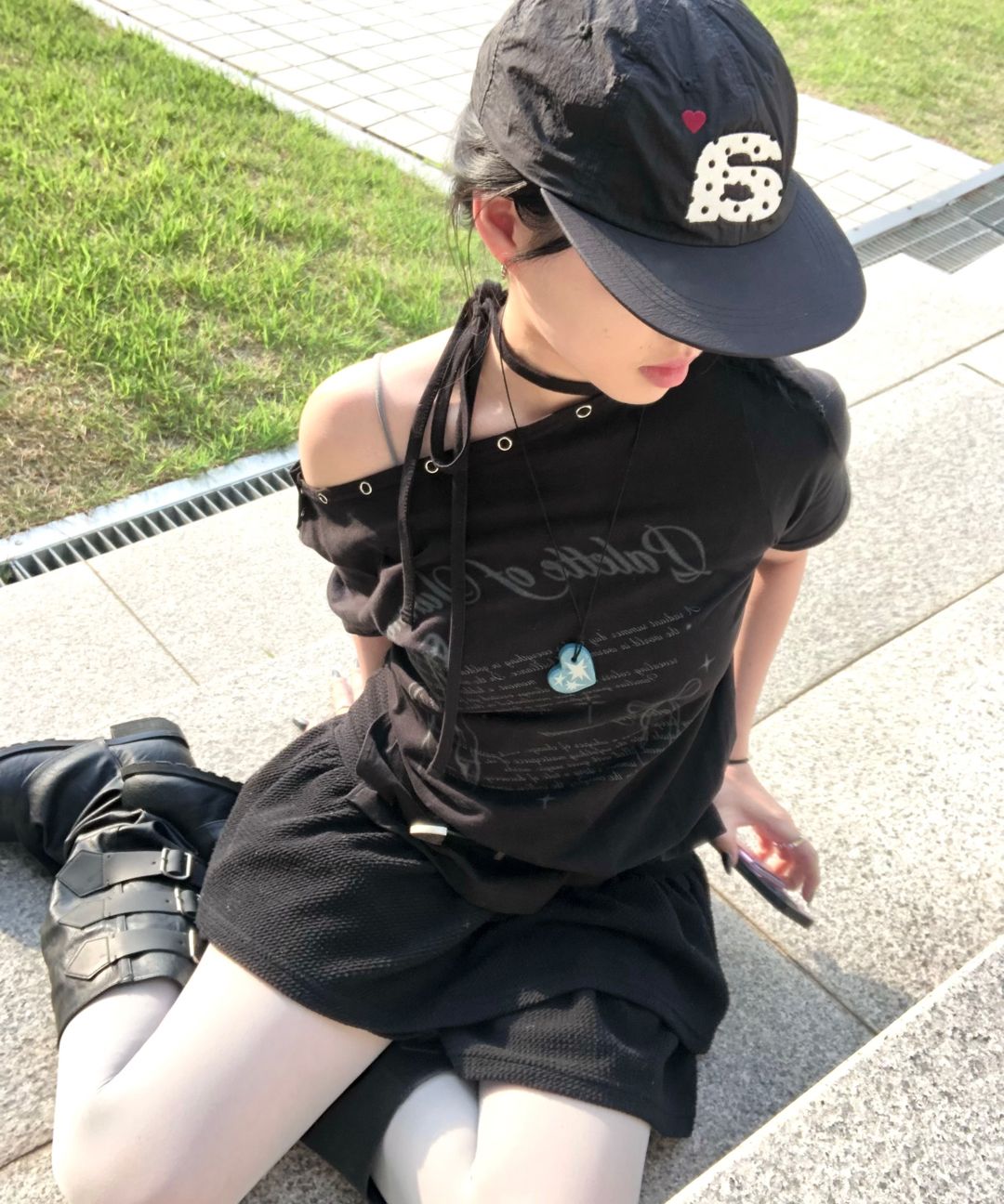 MUSINSA | AEAE DOT SMALL LETTER NYLON CAP [BLACK]