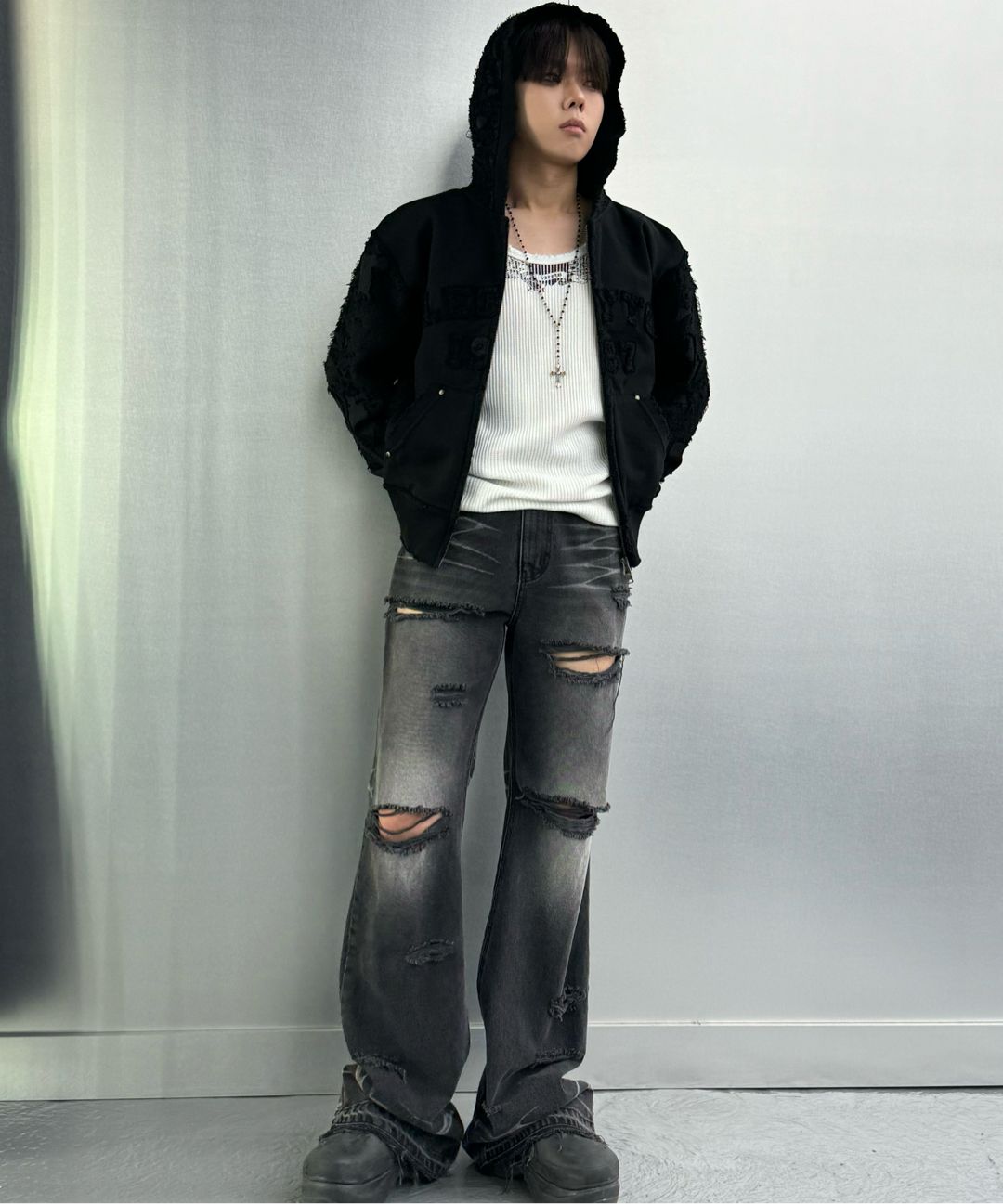 MUSINSA | LECYTO Cat Washing Flare Denim Pants_[Black]