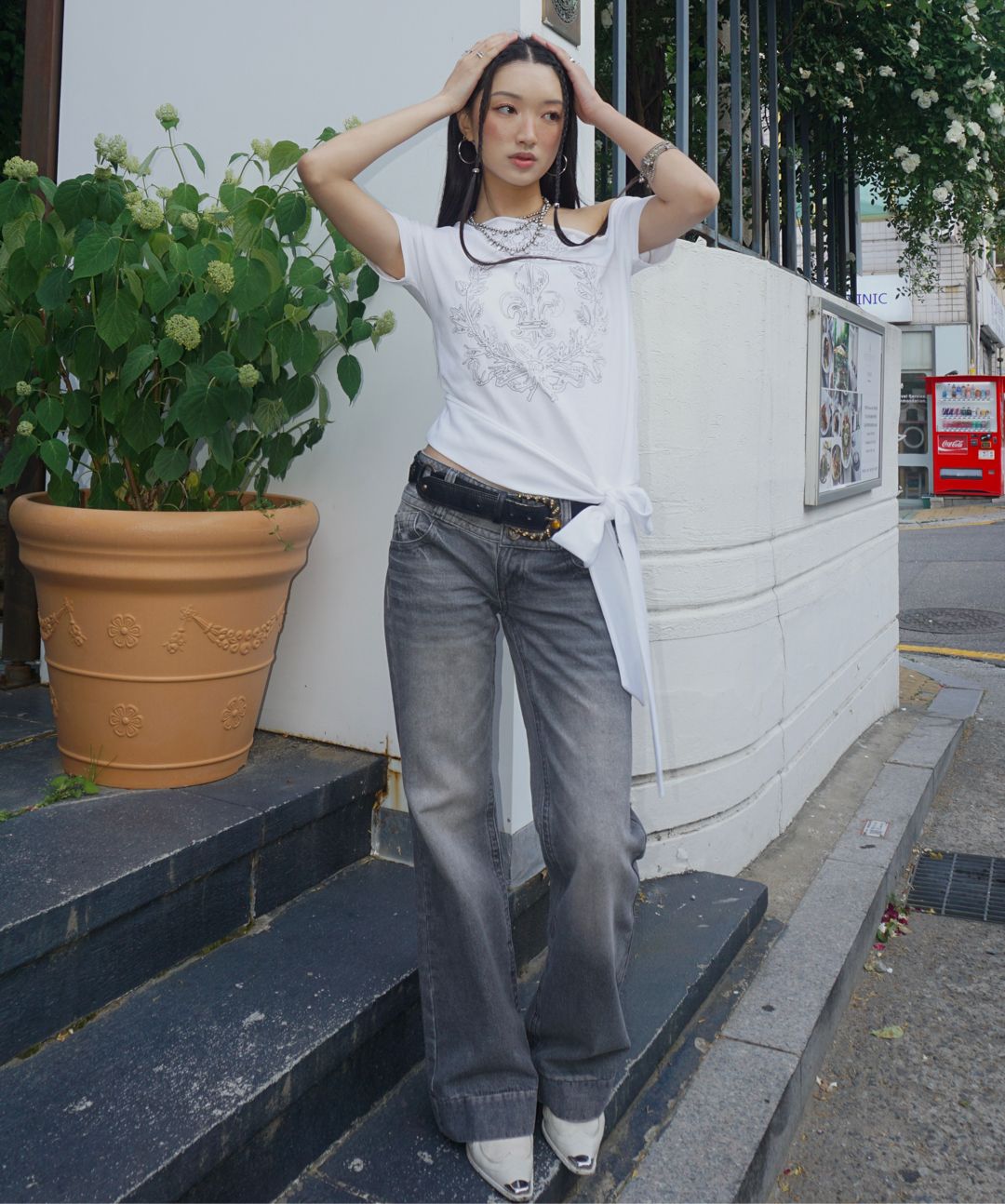 MUSINSA | SCULPTOR Chateau Shithole Tie Tee Pale Pink