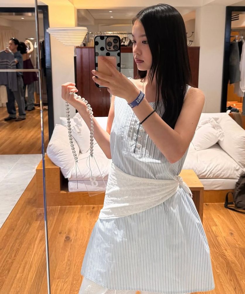 トップス OHESHIO PINTUCK LAYERED MINI DRESS, SNAP