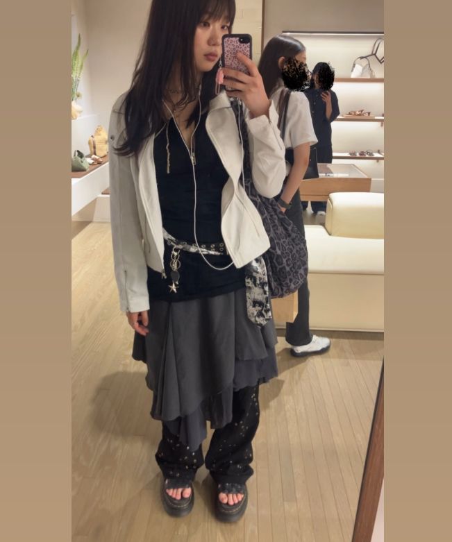 MUSINSA | MISEKI SEOUL Unbalanced layered skirt BLACK
