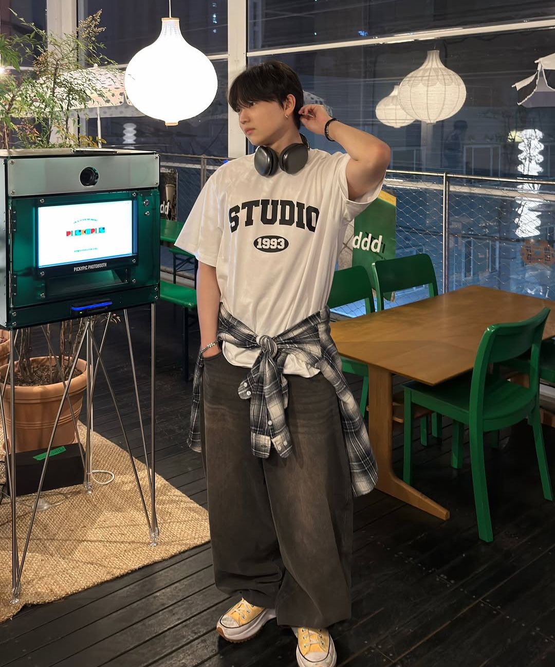 MUSINSA | 1993STUDIO Studio Arch Logo T-shirt_Light grey