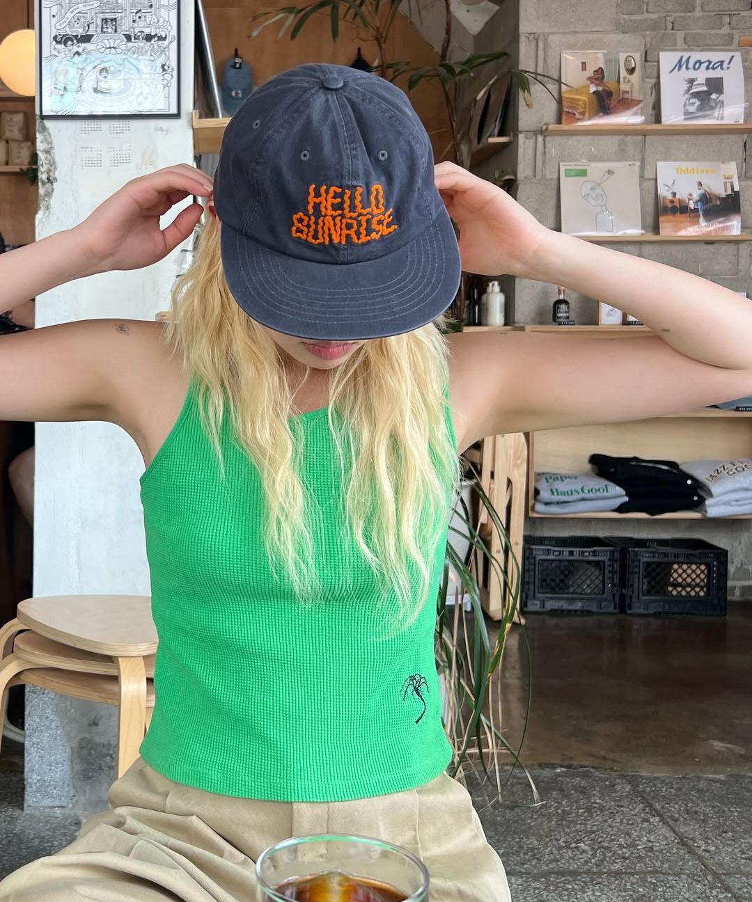 ★Hello Sunrise★ Washed Doodle Typo 5Panel Cap mini_main_0124.jpg