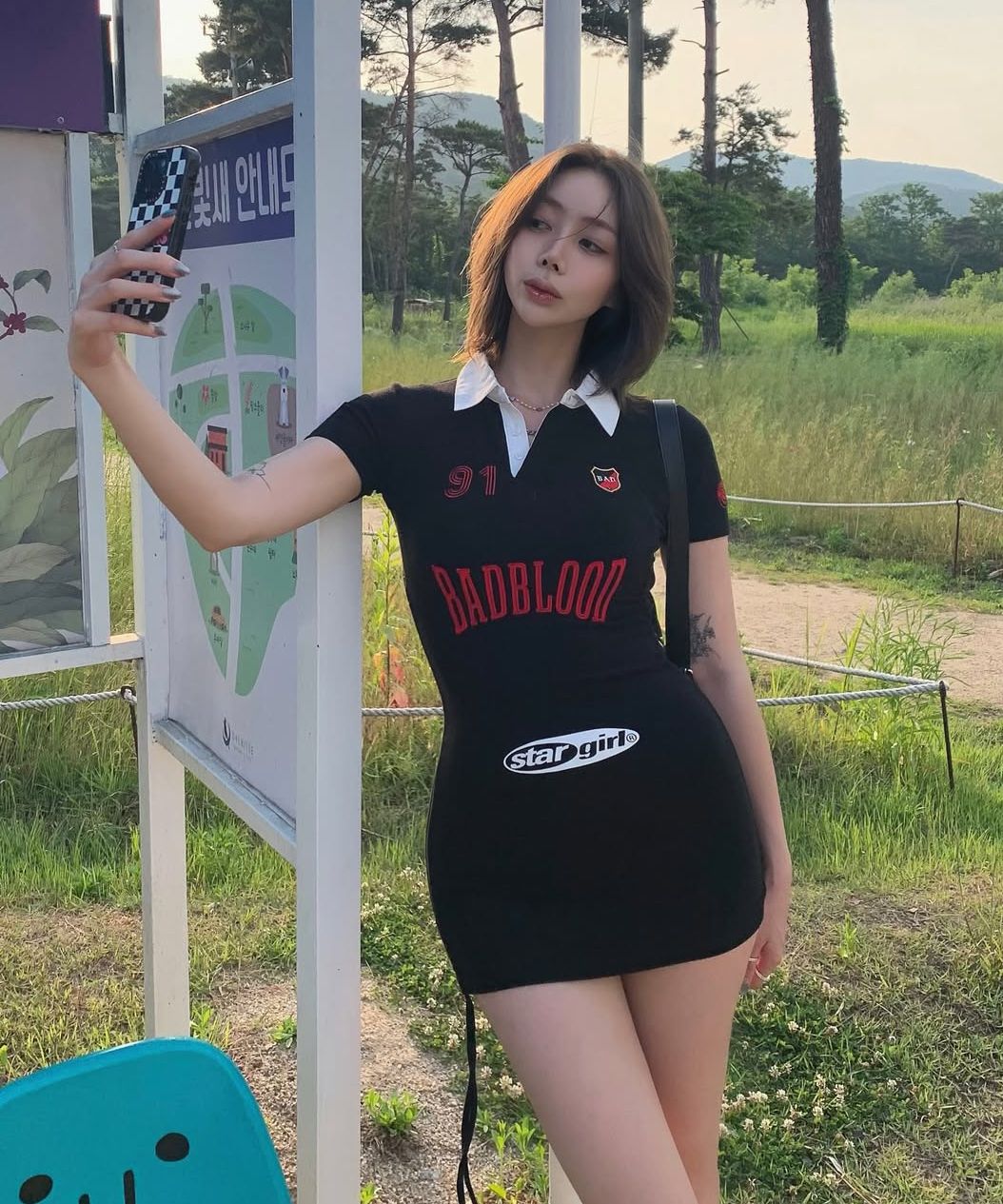 ワンピース BADBLOOD Vintage Club Polo Mini Dress S MUSINSA | BADBLOOD Mystic Capsule Polo Mini Dress - Black