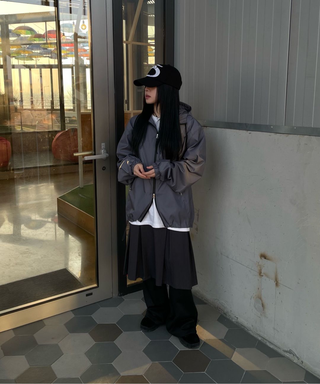 MUSINSA | OJOS Jersey Pleats Skirt Pants / Grey