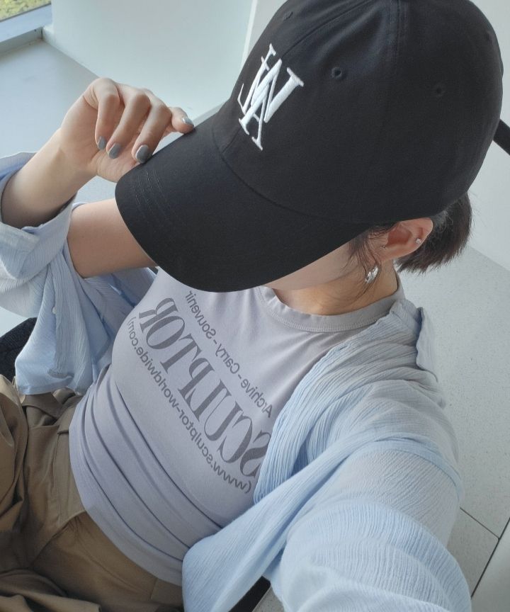 MUSINSA公式 | WOOALONG Deep signature logo ball cap_BLACK