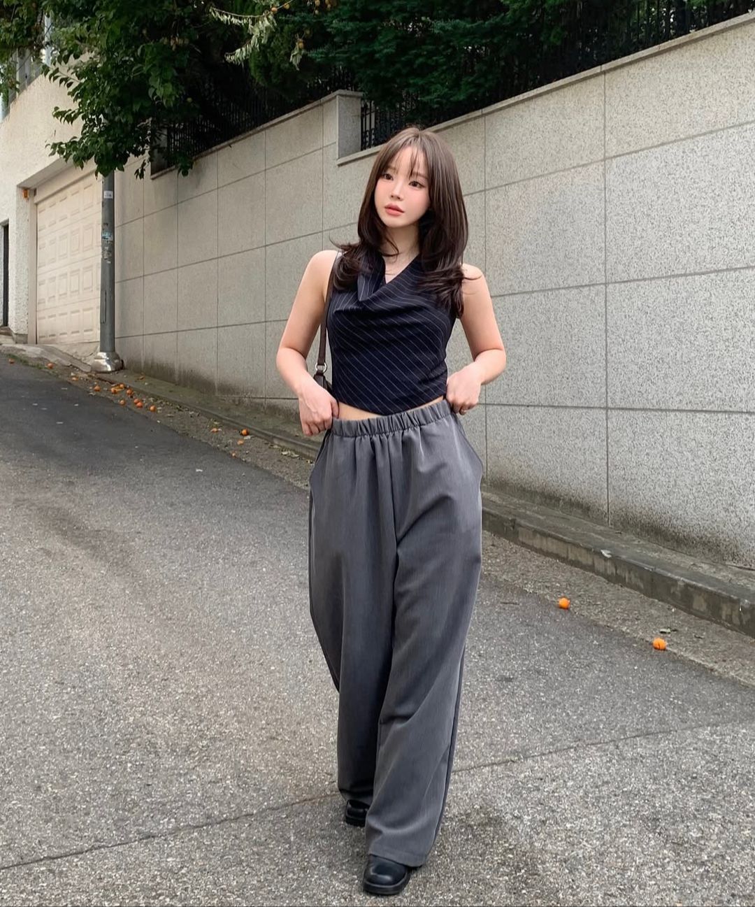 ●muahmuah● Wide TR banding slacks pants charcoal _MUP24002 MUSINSA | MUAHMUAH Wide TR banding slacks [2 colors]