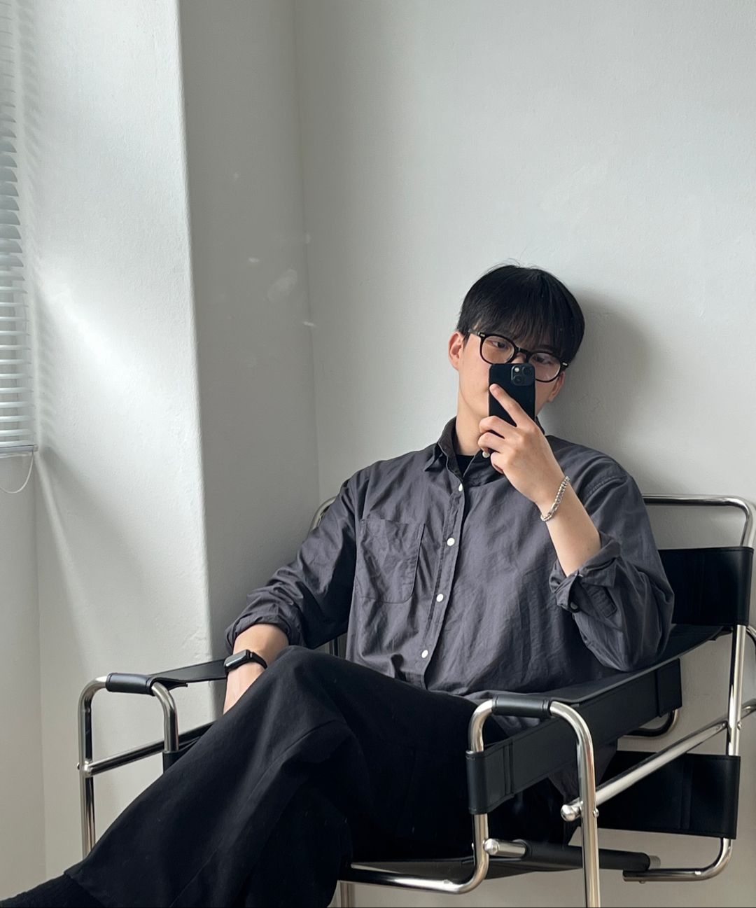 MUSINSA | MUSINSA STANDARD Relax Fit Oxford Shirt [Black]