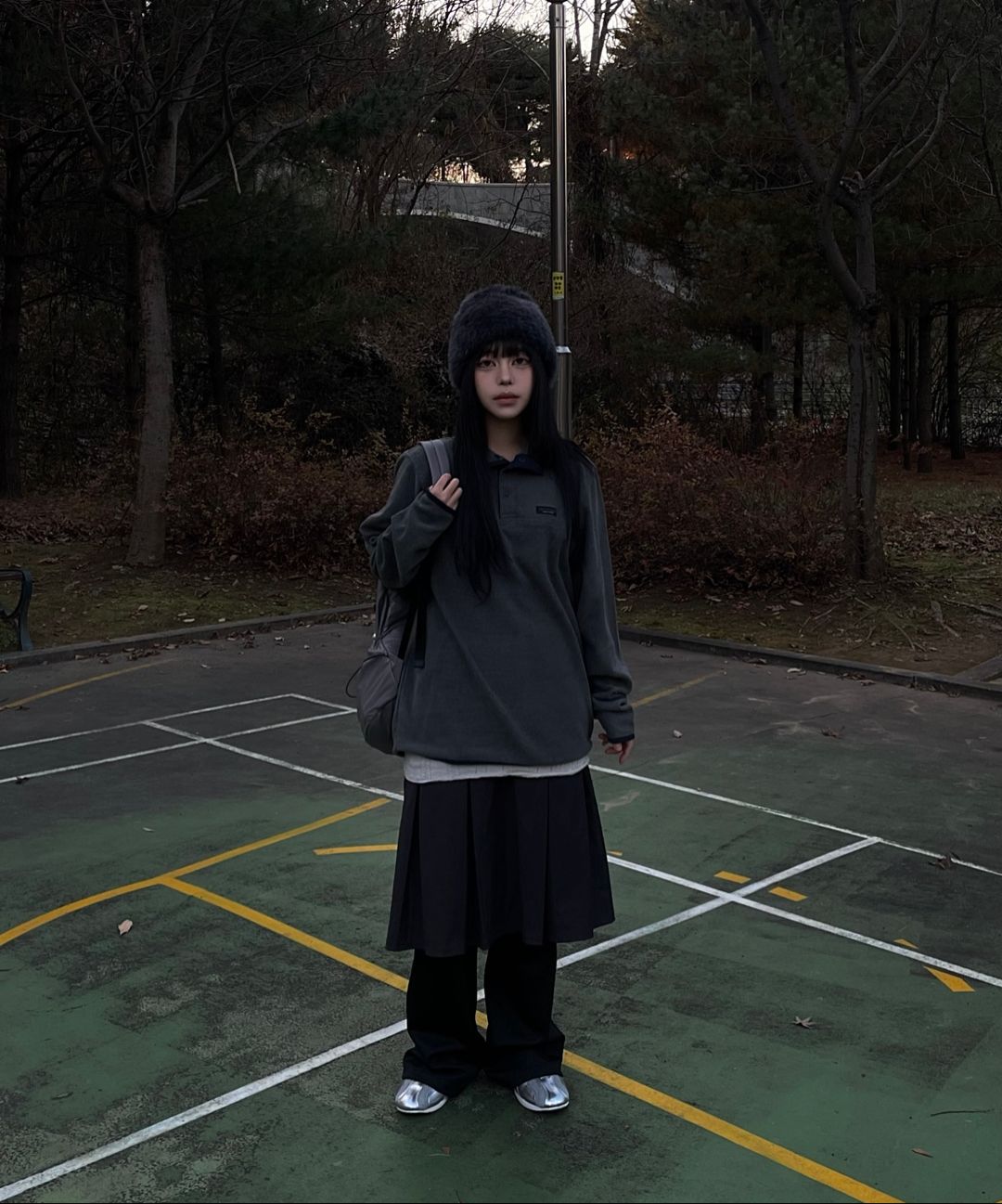 MUSINSA | OJOS Jersey Pleats Skirt Pants / Black