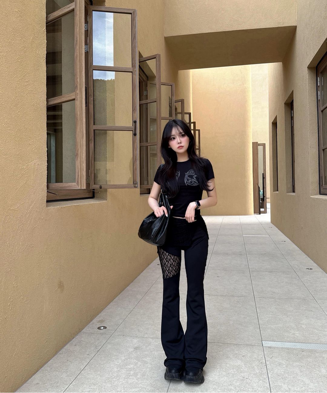 에트오소메(ETRE AU SOMMET) See Through Lace Lap Bootcut Pants