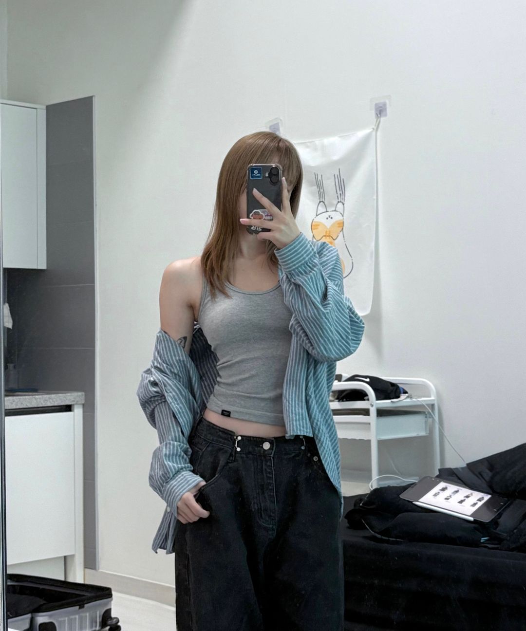 MUSINSA | AVANDRESS BUCKLE WIDE DENIM PANTS STONE BLUE