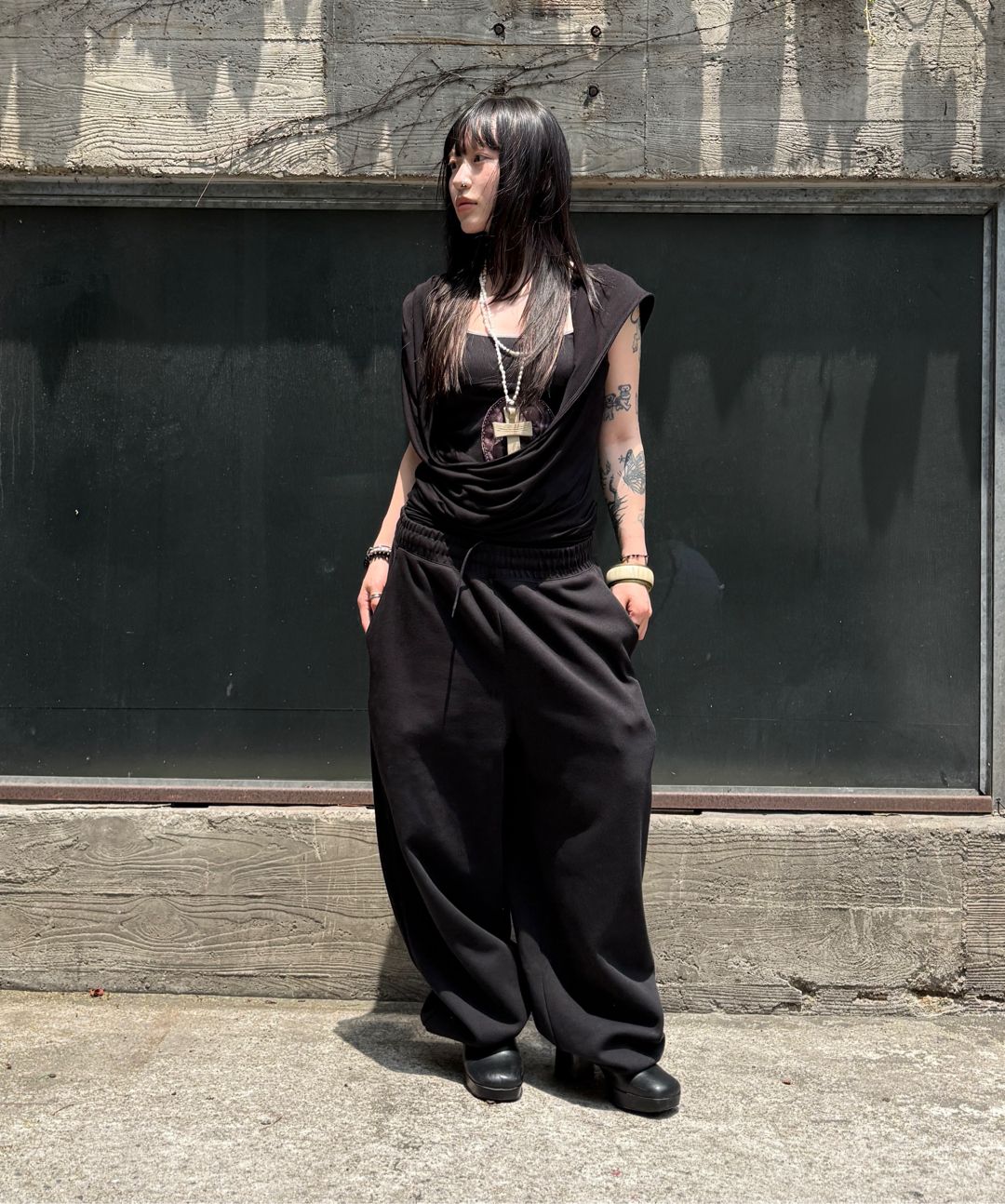 MUSINSA公式 | SCULPTOR Marine Draped Romper Navy