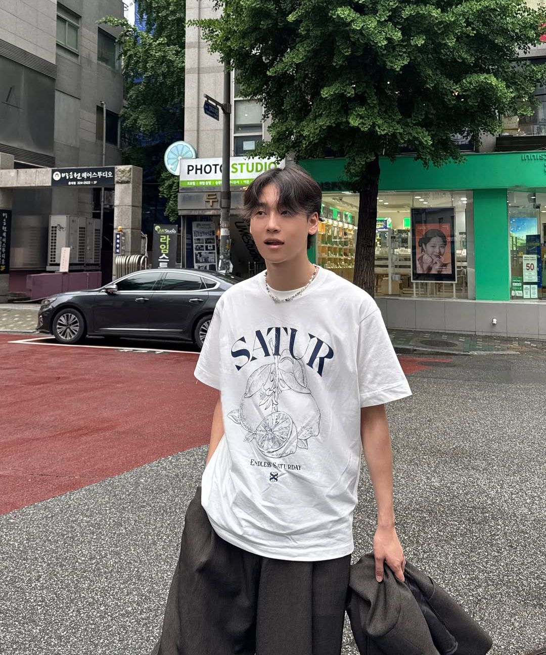 Tシャツ・カットソー SATUR Citron Summer Graphic Short Sleeve T-Shirt Light Blue SATUR) Capri Citron Drawing Summer Graphic T-Shirt (Wo