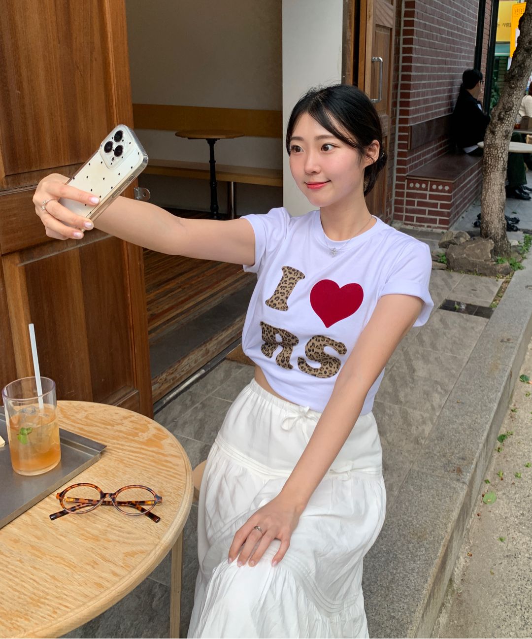 MUSINSA | ROSÉ FRANTZ Leopard Heart T-shirt [Black]