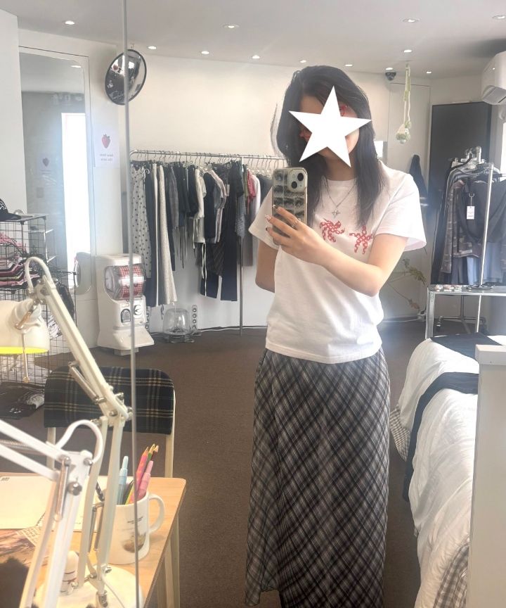 MUSINSA | ITZAVIBE CHECK LAYERED WRAP LONG SKIRT