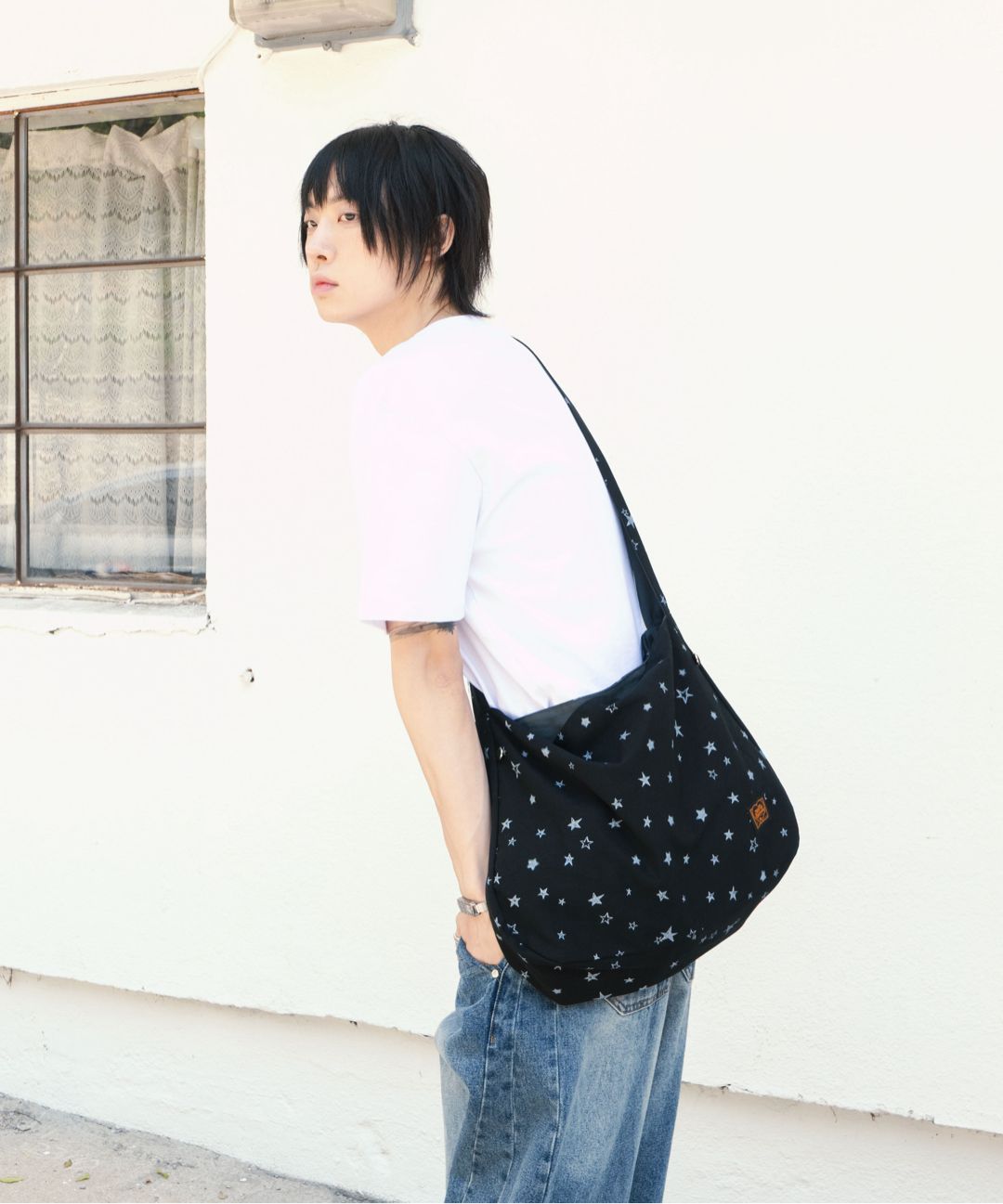 MUSINSA | MIMTHEWARDROBE Star Print Reversible Bag_ Denim