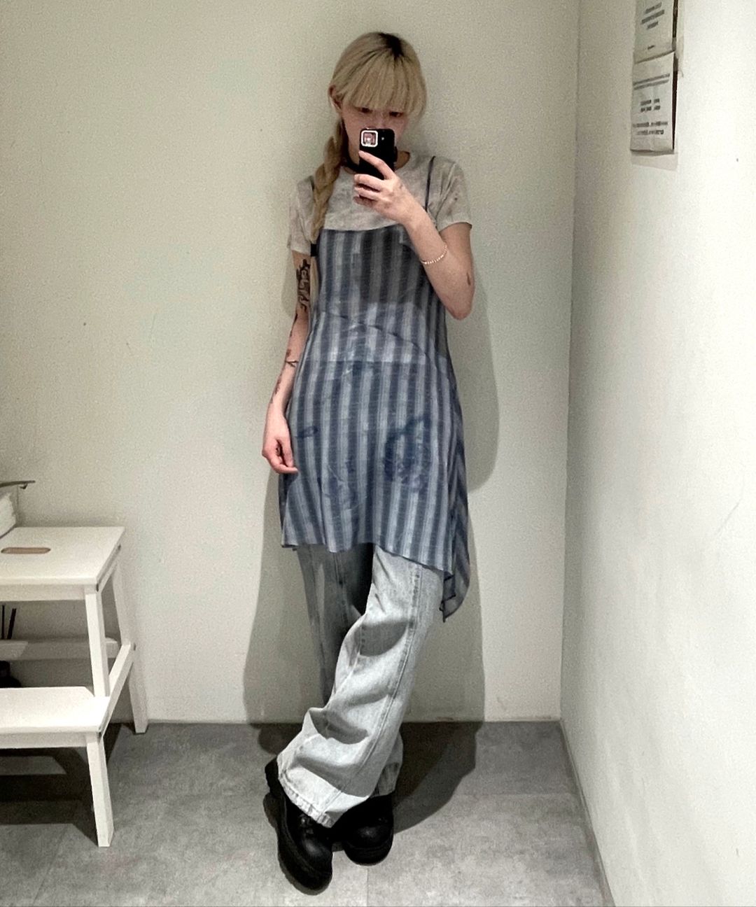 [INSILENCE] Vintage Check Chiffon One Piece /追跡付 MUSINSA | INSILENCE WOMEN Vintage Check Chiffon One Piece BLUE