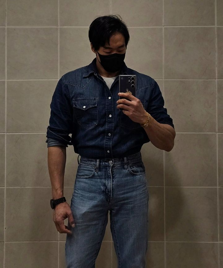 ★MUSINSA STANDARD★ Denim Western Shirt Light Indigo MMDNH5 MUSINSA | MUSINSA STANDARD Denim Western Shirt [Light Indigo]