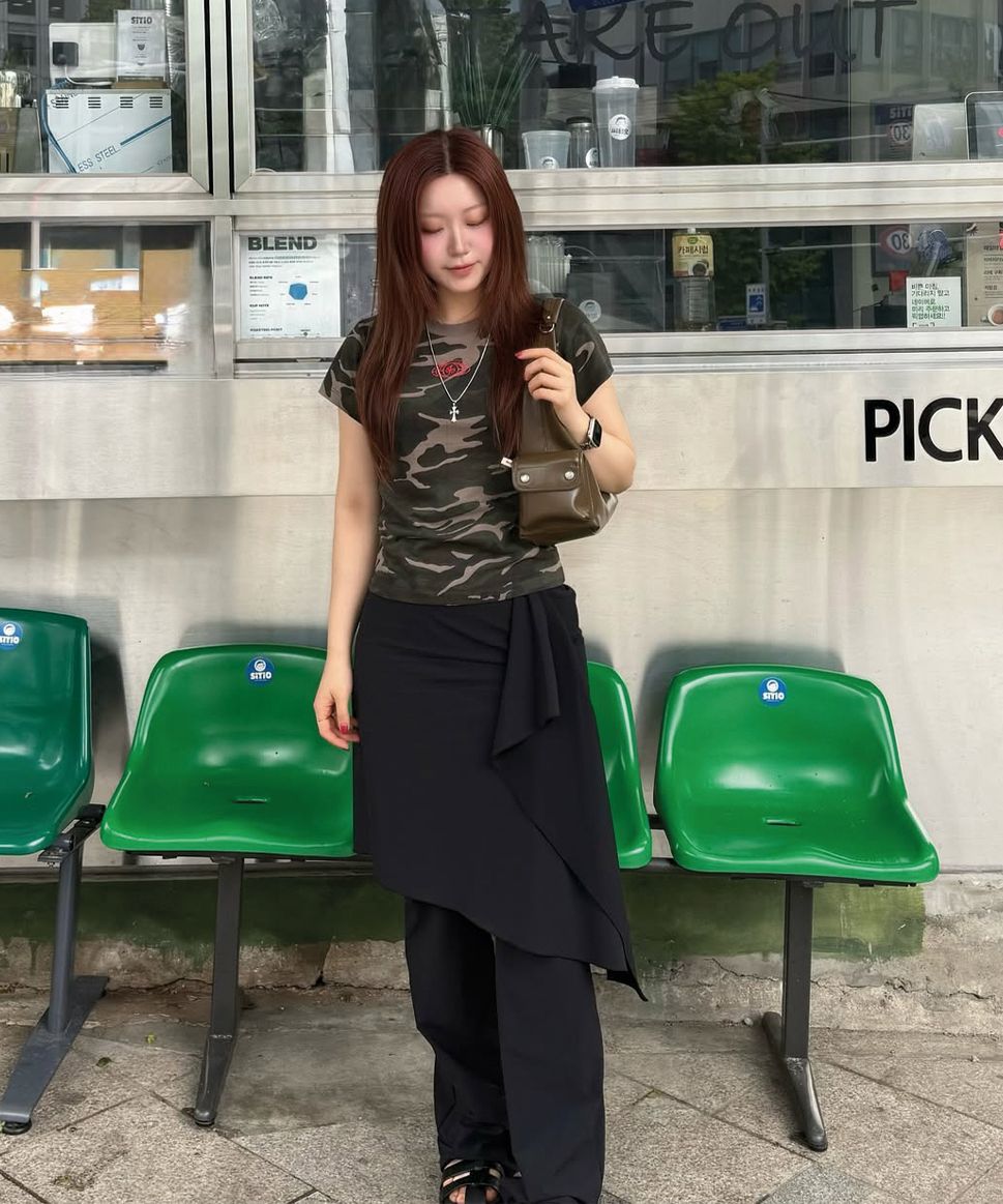 MUSINSA | MISEKI SEOUL Draped midi skirt pants SET BLACK