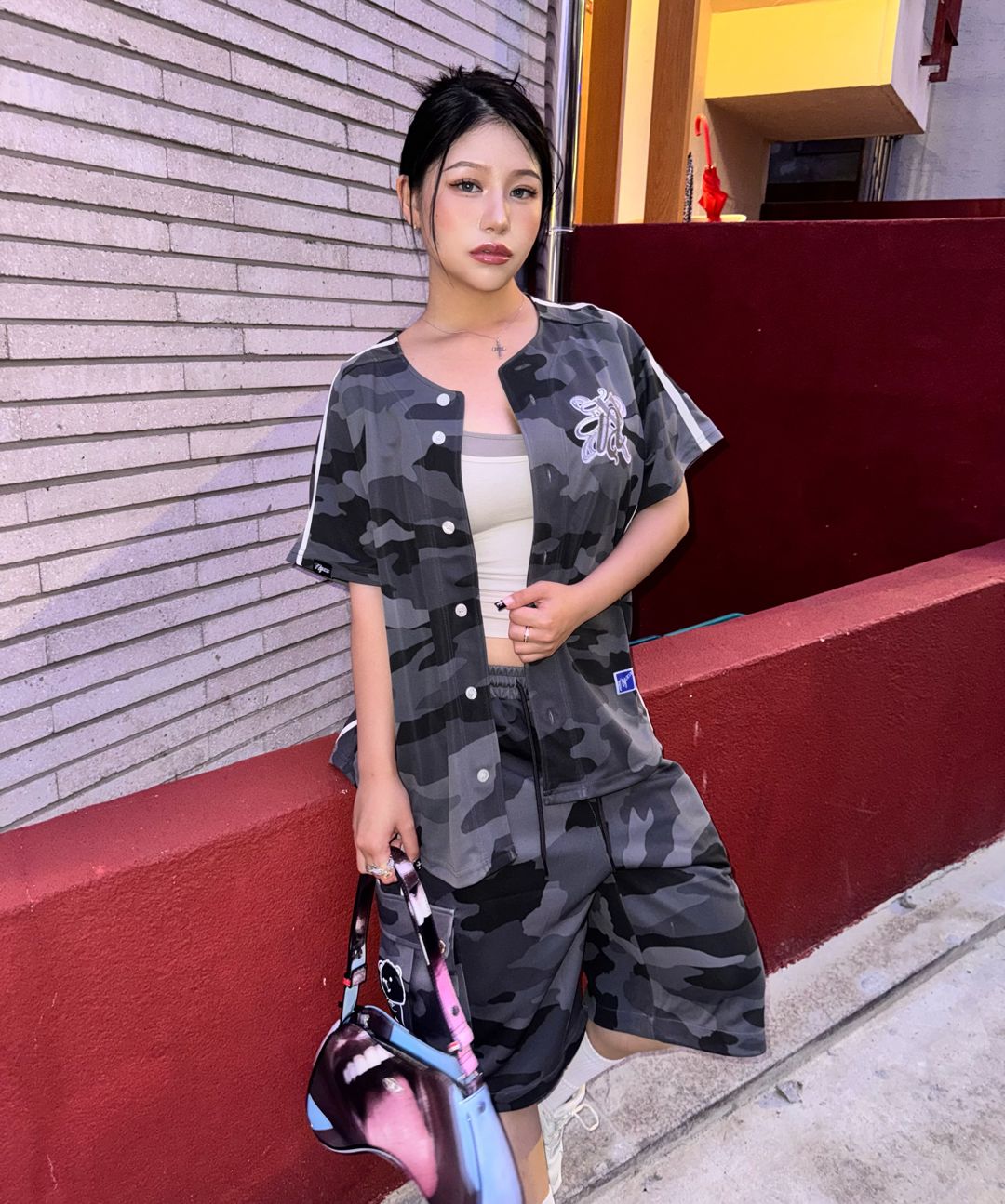 MUSINSA | NYXX TOUGH BEAR CAMO HALF PANTS BLACK