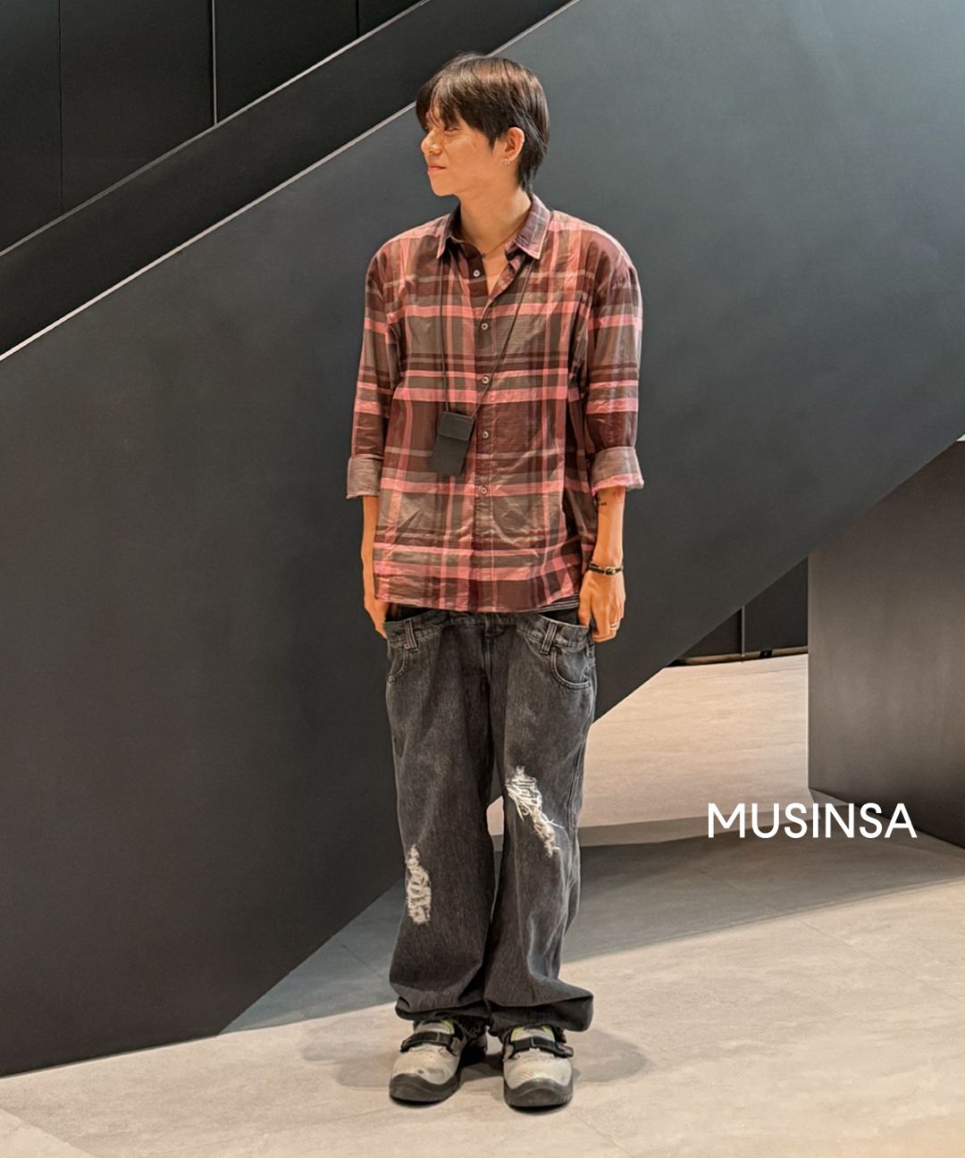 MUSINSA | J.W.ANDERSON Double Waistband Denim Pants - Gray
