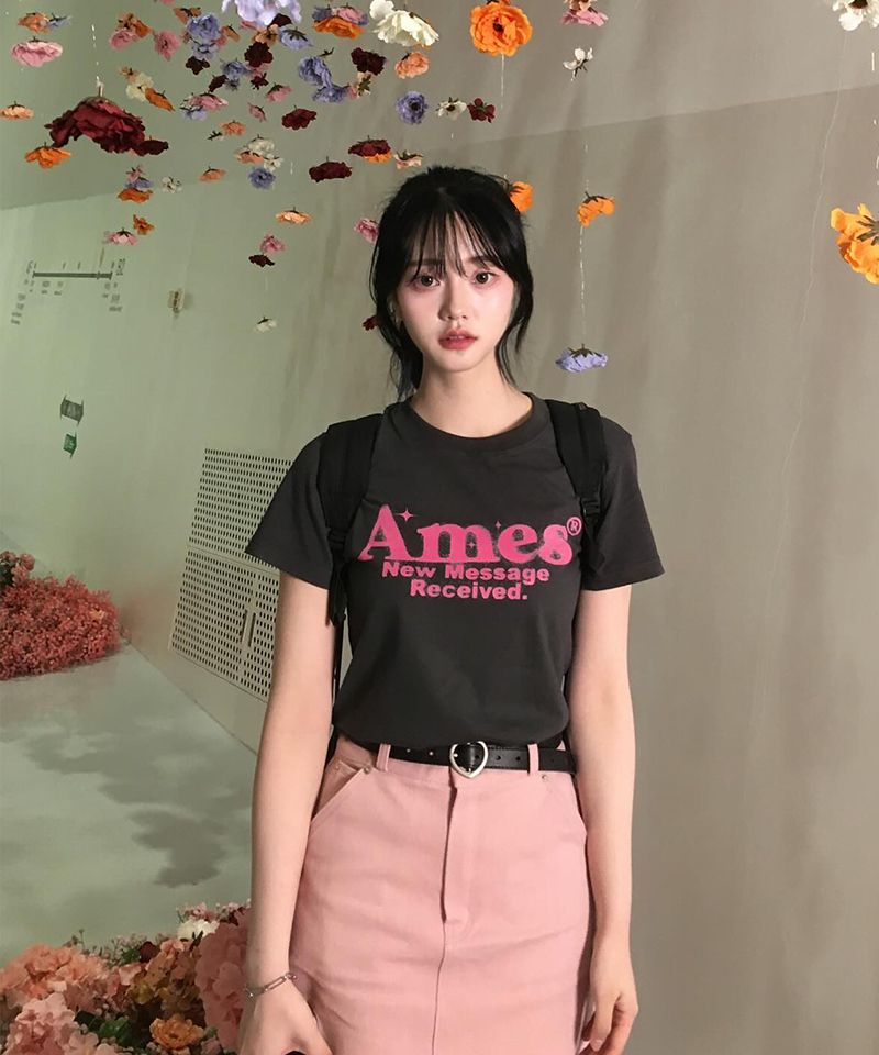 MUSINSA公式 | AMES-WORLDWIDE ROUND HEM CROP TEE KHAKI