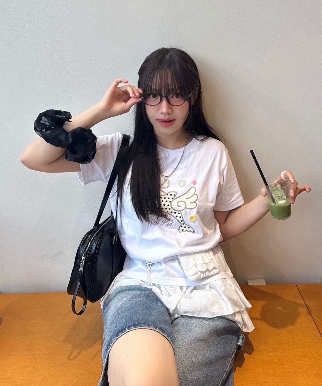 MUSINSA | WAI KEI Angel Dolphin Lace Layered Short Sleeve T