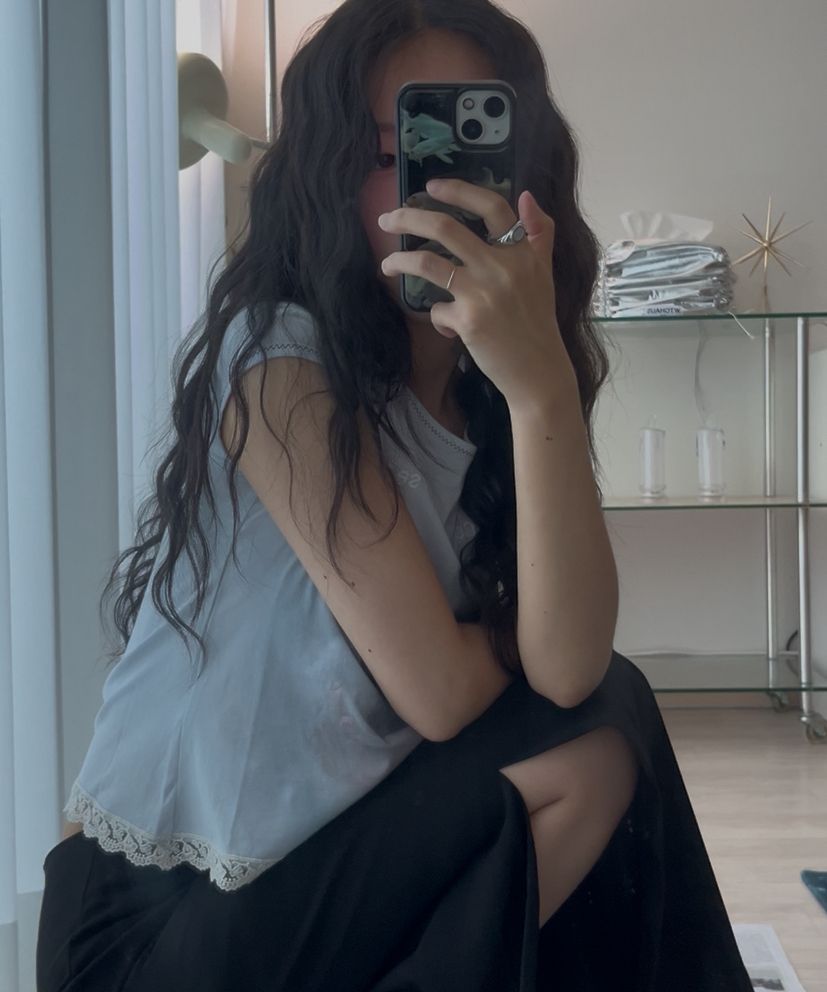 MUSINSA | SCULPTOR Lace Crop Baby Tee Mystic Blue